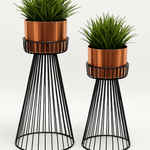 Load image into Gallery viewer, Contemporary Wireframe Metal Plant Stand with Copper Planter
