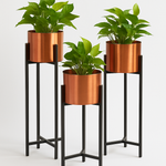 Load image into Gallery viewer, Modern Metal Plant Stands with Copper Planters
