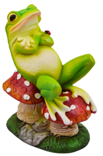 Load image into Gallery viewer, Relaxing Frog Figurine on Mushrooms
